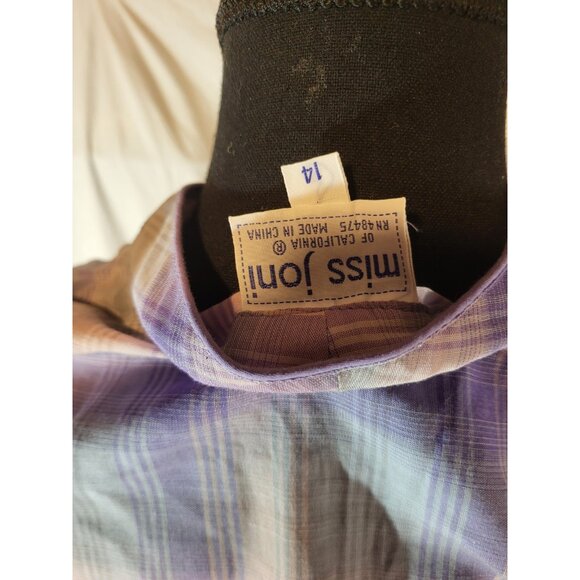 Vintage Miss Joni Pastel Plaid Size 14 70s Dress - Picture 6 of 6